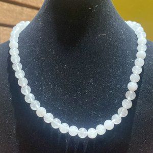 8MM White Agate Bead Stretchy Cord Necklace/Bracelet/Anklet
